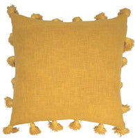 Mustard cushion with tassels 45x45cm Kings Warehouse 