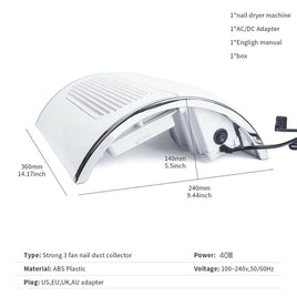 Nail Dust Collector Remover Fan Vacuum Cleaner 3 Fan Suction Manicure Machine Newly Launched Kings Warehouse
