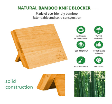 Natural Bamboo Magnetic Knife Block Holder with Strong Magnets for Home Kitchen Storage & Organisation Kings Warehouse 