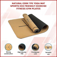 Natural Cork TPE Yoga Mat Sports Eco Friendly Exercise Fitness Gym Pilates Sports & Fitness Kings Warehouse 