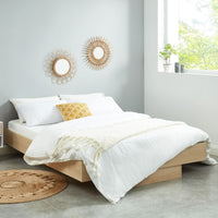 Natural Oak Wood Floating Bed Base Double End of Year Clearance Sale Kings Warehouse 