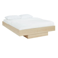 Natural Oak Wood Floating Bed Base Double End of Year Clearance Sale Kings Warehouse 