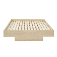 Natural Oak Wood Floating Bed Base Double End of Year Clearance Sale Kings Warehouse 