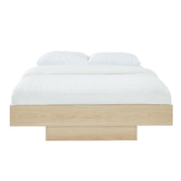 Natural Oak Wood Floating Bed Base Double End of Year Clearance Sale Kings Warehouse 