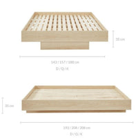 Natural Oak Wood Floating Bed Base Double End of Year Clearance Sale Kings Warehouse 