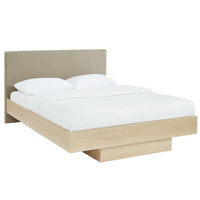 Natural Oak Wood Floating Bed Frame King Mid-Season Super Sale Kings Warehouse 