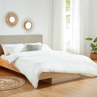 Natural Oak Wood Floating Bed Frame King Mid-Season Super Sale Kings Warehouse 