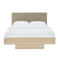 Natural Oak Wood Floating Bed Frame King Mid-Season Super Sale Kings Warehouse 