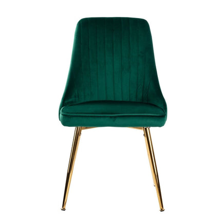 Natural Rectangular Dining Table with 4x Green Velvet Chairs Kings Warehouse 