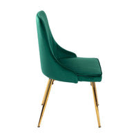 Natural Rectangular Dining Table with 4x Green Velvet Chairs Kings Warehouse 