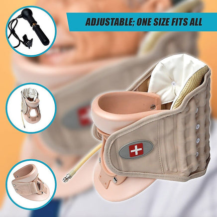 Neck Traction Air Decompression Support Brace Cervical Collar Hand Pump Health & Beauty Kings Warehouse 