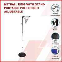 Netball Ring with Stand Portable Pole Height Adjustable KingsWarehouse 