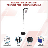 Netball Ring with Stand Portable Pole Height Adjustable Sports & Fitness Kings Warehouse 