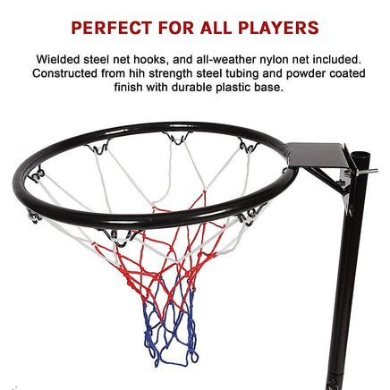 Netball Ring with Stand Portable Pole Height Adjustable Sports & Fitness Kings Warehouse 