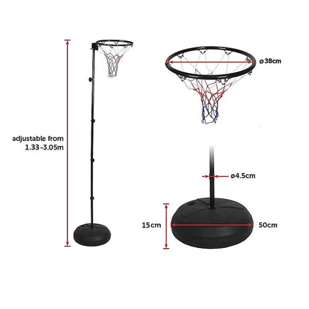 Netball Ring with Stand Portable Pole Height Adjustable Sports & Fitness Kings Warehouse 