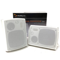 New Audioline Indoor Outdoor Speaker Pair 3-Way 4\" Bookshelf Wall / Ceiling Mount Kings Warehouse 