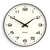 Newgate Radio City Wall Clock Black Arabic Dial - Matte Blizzard Grey Home & Garden Kings Warehouse 