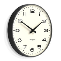 Newgate Radio City Wall Clock Black Arabic Dial - Matte Blizzard Grey Home & Garden Kings Warehouse 