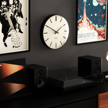 Newgate Radio City Wall Clock Bold Black Marker Dial - Matte Black Home & Garden Kings Warehouse 