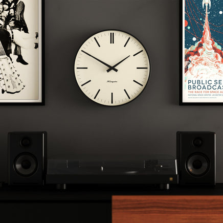 Newgate Radio City Wall Clock Bold Black Marker Dial - Matte Black Home & Garden Kings Warehouse 