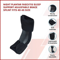 Night Plantar Fasciitis Sleep Support Adjustable Brace Splint Fits 40-45 Size Sports & Fitness Kings Warehouse 