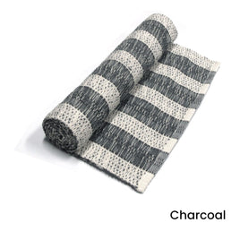 Noah Stripe Cotton Ribbed Table Runner 33 x 150 cm Charcoal Home & Garden Kings Warehouse 