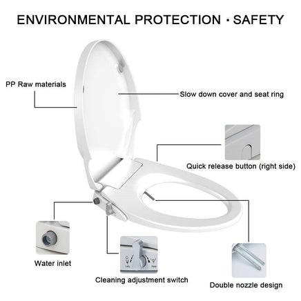 Non Electric Bidet Toilet Seat D Cover Bathroom Dual Nozzle Spray Water Wash Kings Warehouse 