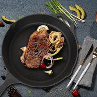 Non-stick Frying Pan Cast Iron Steak Skillet Round BBQ Grill Cookware 30cm Home & Garden Kings Warehouse 
