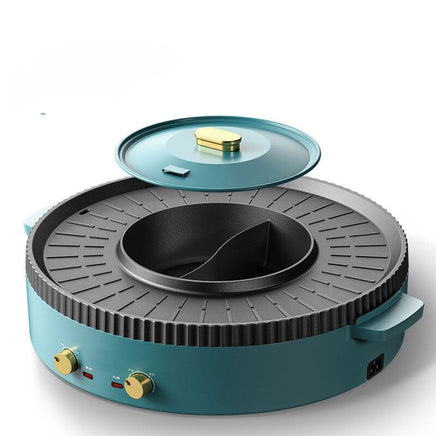 Nonstick Griddle,2in1 Grill Pan Hot Pot Hotpot bbq Electric Cooker Smokeless Grill Shabu Pot Cook Kings Warehouse 