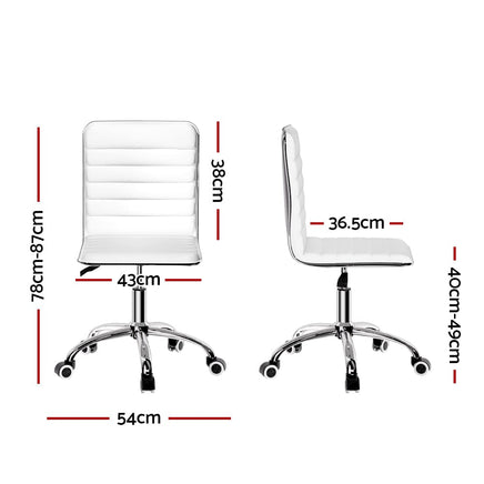 Office Chair Conference Chairs PU Leather Low Back White Furniture Kings Warehouse 