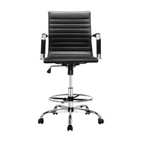 Office Chair Drafting Stool Leather Chairs Black Furniture Kings Warehouse 