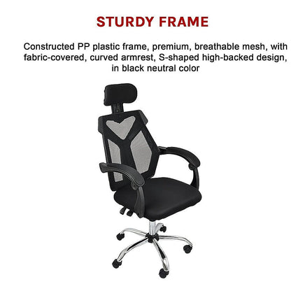 Office Chair – Ergonomic Mesh Back Computer Desk Chair with Padded Foam Seat in Black Furniture Kings Warehouse 