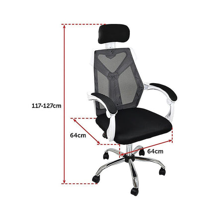 Office Chair – Ergonomic Mesh Back Computer Desk White Chair with Padded Foam Seat Furniture Kings Warehouse 