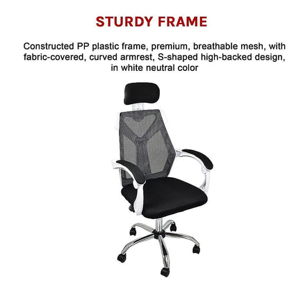 Office Chair – Ergonomic Mesh Back Computer Desk White Chair with Padded Foam Seat Furniture Kings Warehouse 