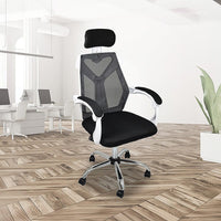 Office Chair – Ergonomic Mesh Back Computer Desk White Chair with Padded Foam Seat Furniture Kings Warehouse 