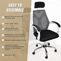 Office Chair – Ergonomic Mesh Back Computer Desk White Chair with Padded Foam Seat Furniture Kings Warehouse 