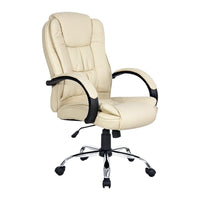 Office Chair Gaming Computer Chairs Executive PU Leather Seat Beige End of Year Clearance Sale Kings Warehouse 