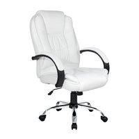 Office Chair Gaming Computer Chairs Executive PU Leather Seating White End of Year Clearance Sale Kings Warehouse 