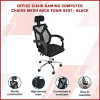 Office Chair Gaming Computer Chairs Mesh Back Foam Seat - Black Furniture Kings Warehouse 