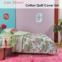 Oilily Line Flower Cotton Sateen Quilt Cover Set Queen Home & Garden Kings Warehouse 