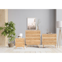 Olearia Bedside Table 2 Drawer Storage Cabinet Solid Mango Wood Rattan Natural Kings Warehouse 