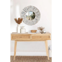 Olearia Console Table 110cm Solid Mango Timber Wood Rattan Furniture Natural living room Kings Warehouse 