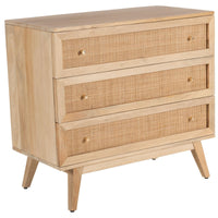 Olearia Storage Cabinet Buffet Chest of 3 Drawer Mango Wood Rattan Natural bedroom furniture Kings Warehouse 