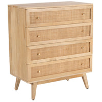 Olearia Storage Cabinet Buffet Chest of 4 Drawer Mango Wood Rattan Natural bedroom furniture Kings Warehouse 