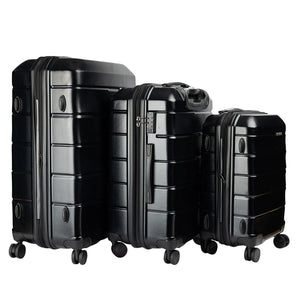 Olympus 3PC Artemis Luggage Set Hard Shell Suitcase ABS+PC Jet Black Kings Warehouse 