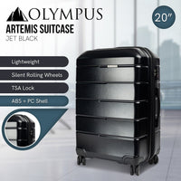 Olympus Artemis 20in Hard Shell Suitcase ABS+PC Jet Black Kings Warehouse 