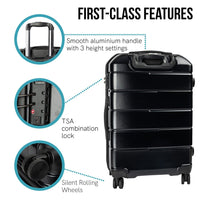 Olympus Artemis 24in Hard Shell Suitcase ABS+PC Jet Black Kings Warehouse 