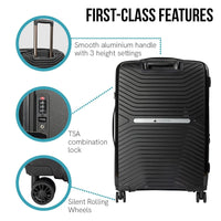 Olympus Astra 24in Lightweight Hard Shell Suitcase - Obsidian Black Kings Warehouse 