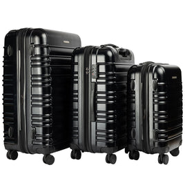 Olympus Noctis 3PC Luggage Set Hard Shell ABS+PC - Stygian Black Kings Warehouse