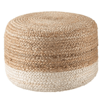 Ombre Hand Braided Jute Cotton Pouf Ottoman 50 x 35 cm (Beige) EOFY Kings Warehouse 